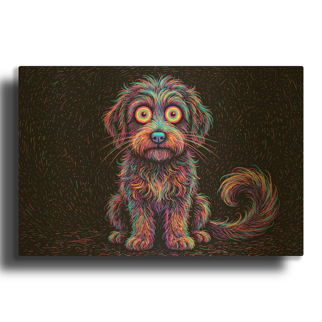 'Bernidoodle Afraid Of Thunder' By Rich Monet Gold Metal Wall Art