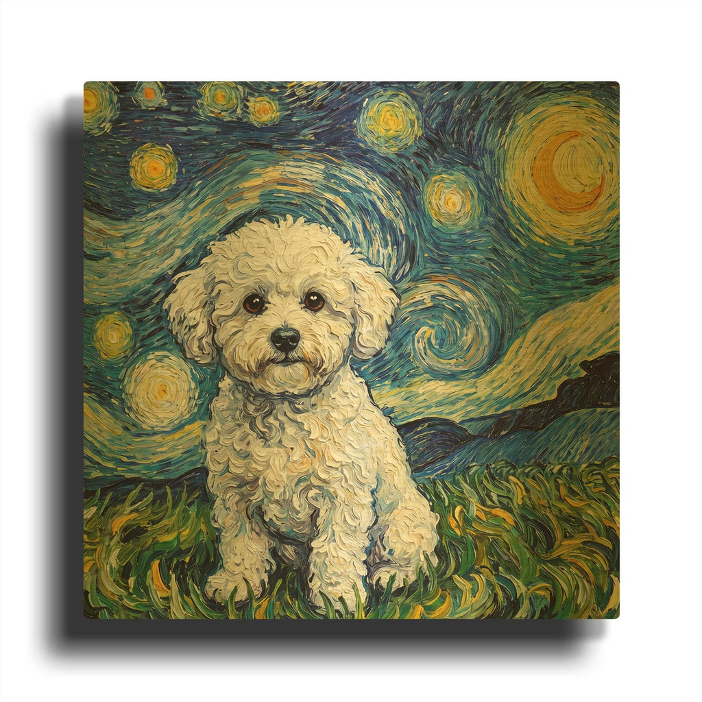 'Bichon Frise Starry Night' By Rich Monet Gold Metal Wall Art