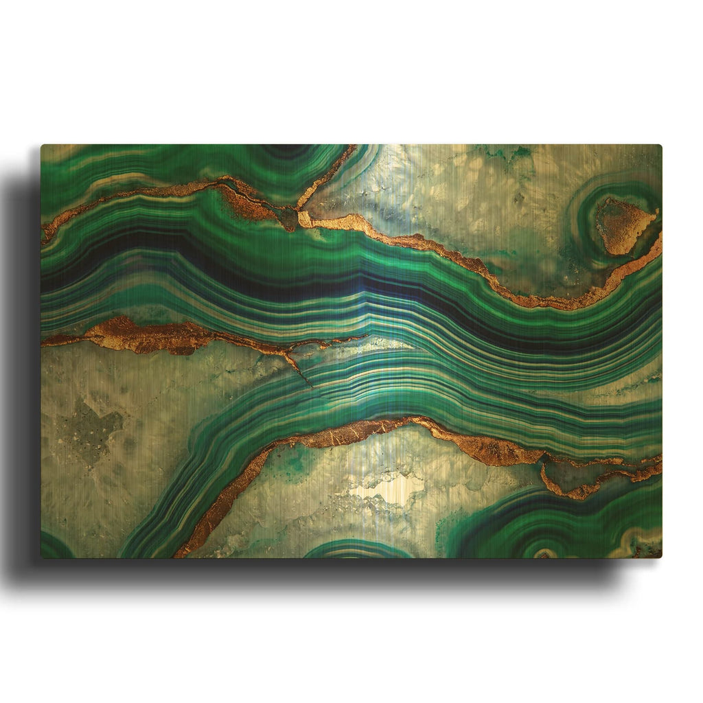 'Emerald Agate' By Rich Monet Gold Metal Wall Art