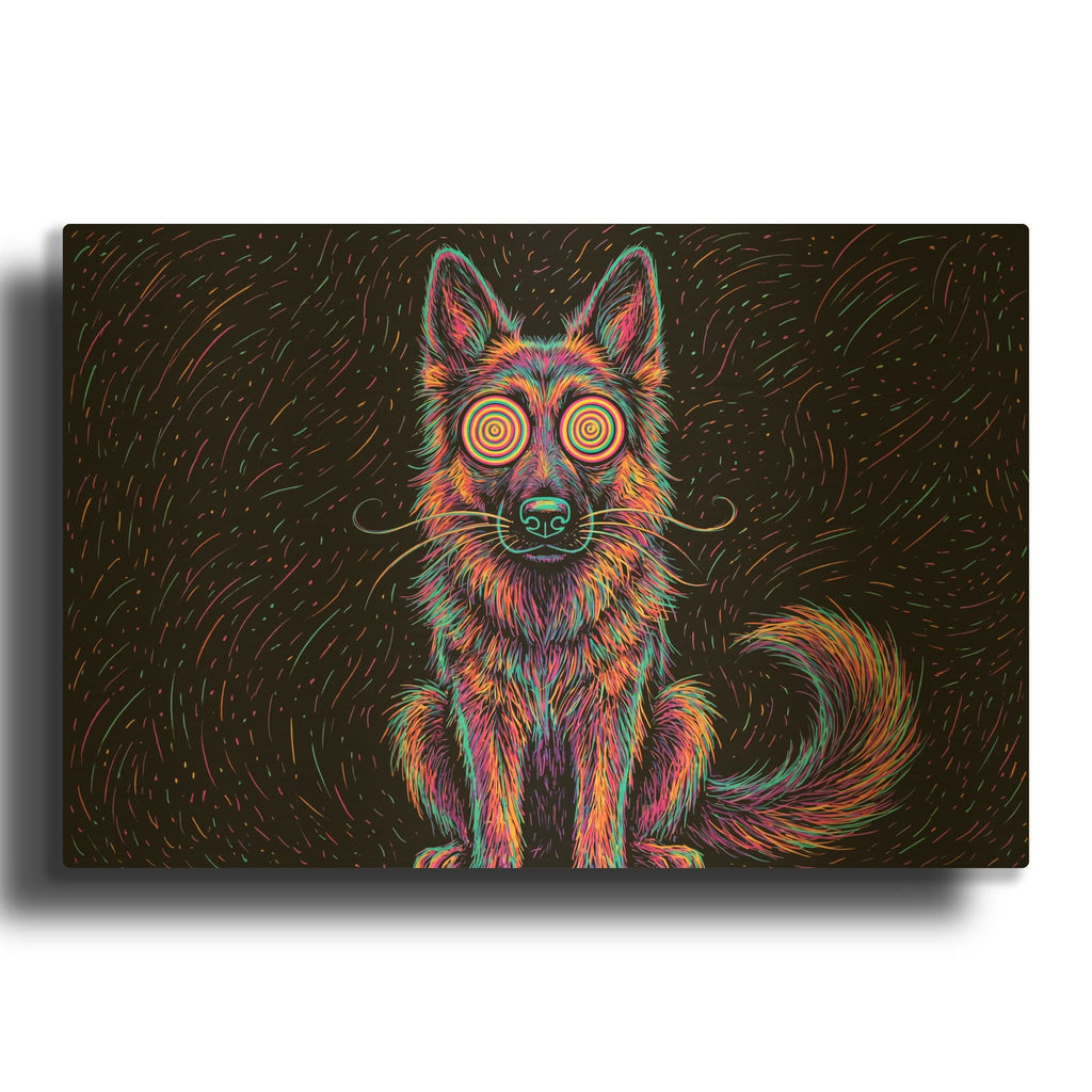 'German Shepard Afraid Of Thunder' By Rich Monet Gold Metal Wall Art