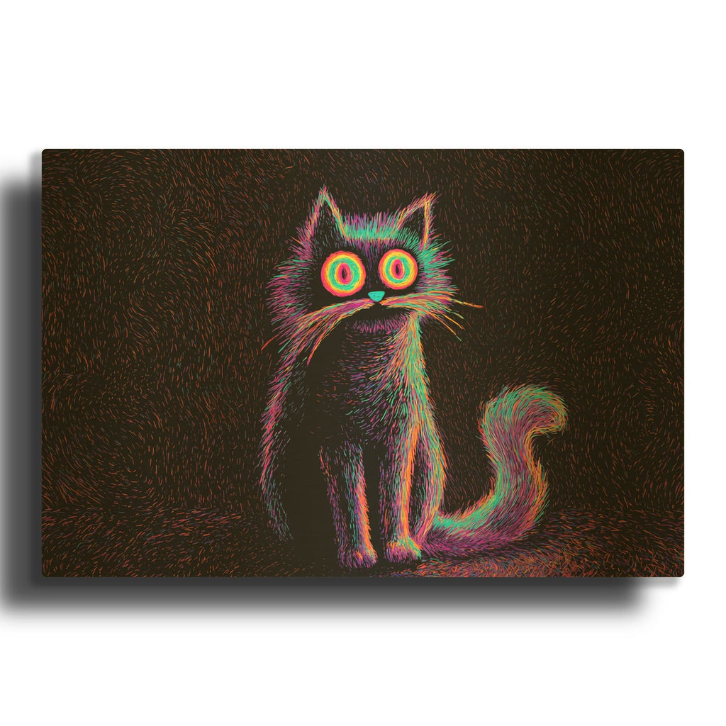 'Kitty Afraid Of Thunder' By Rich Monet Gold Metal Wall Art