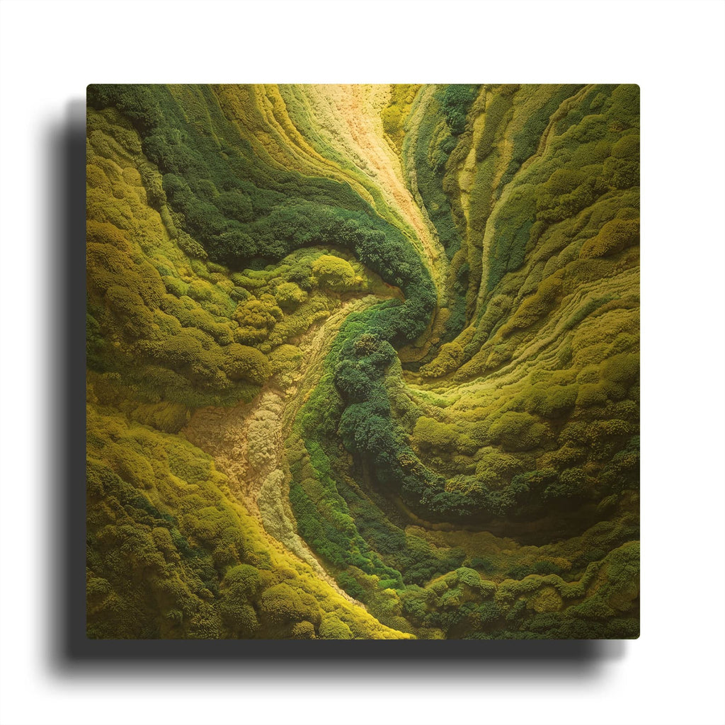 'Moss Swirles' By Rich Monet Gold Metal Wall Art
