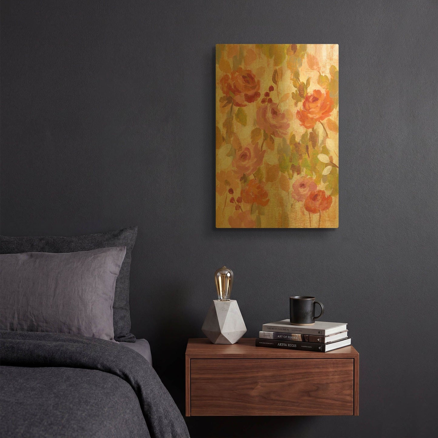 'Pink and Orange Brocade I' By Silvia Vassileva Gold Metal Wall Art