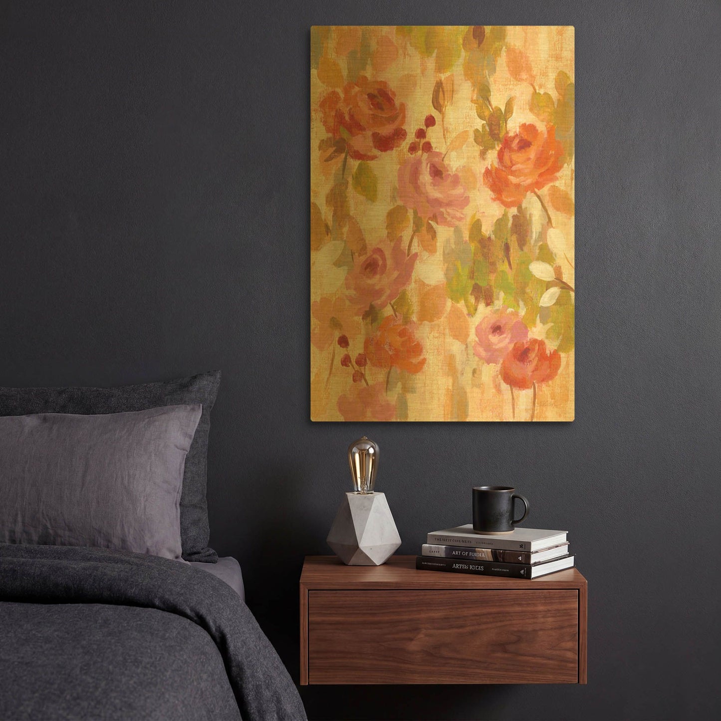 'Pink and Orange Brocade I' By Silvia Vassileva Gold Metal Wall Art