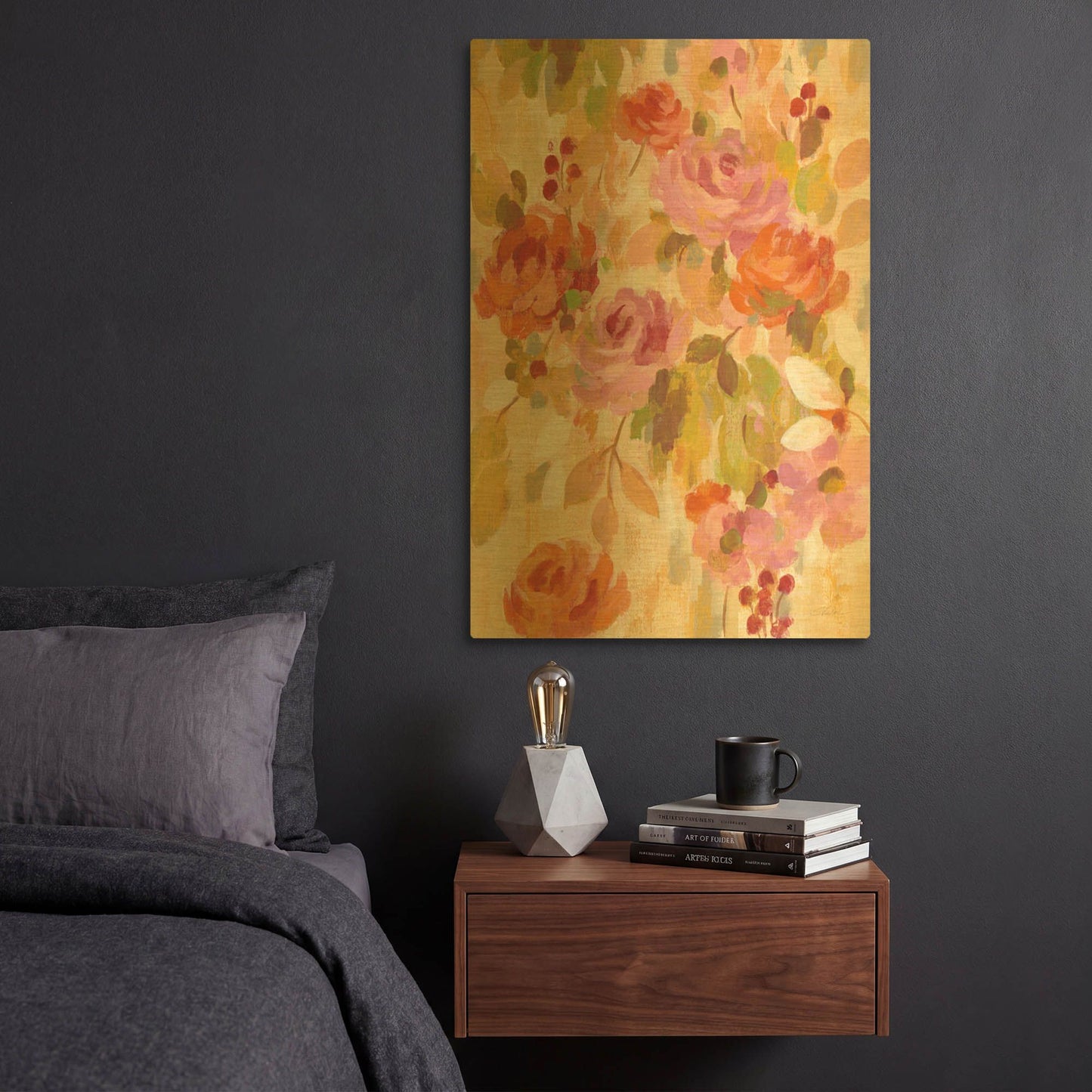 'Pink and Orange Brocade II' By Silvia Vassileva Gold Metal Wall Art