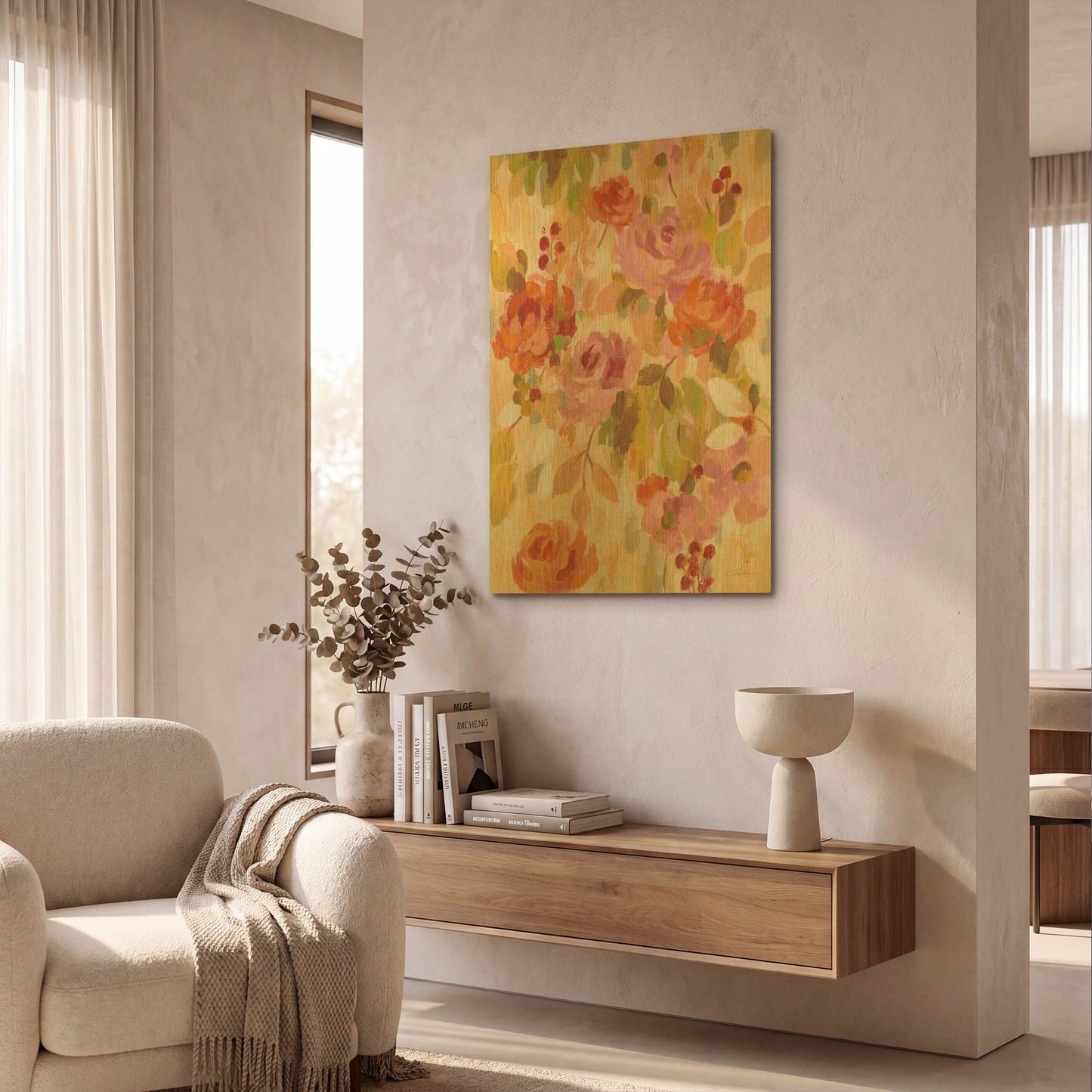 'Pink and Orange Brocade II' By Silvia Vassileva Gold Metal Wall Art