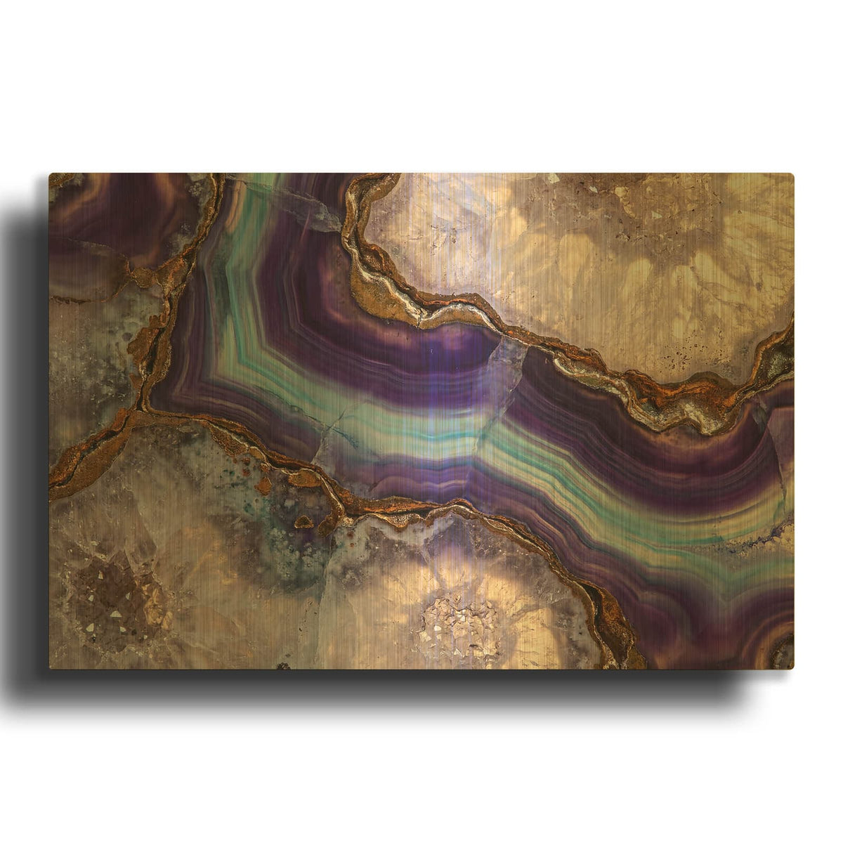 'Purple And Gold Banded Agate' By Rich Monet Gold Metal Wall Art