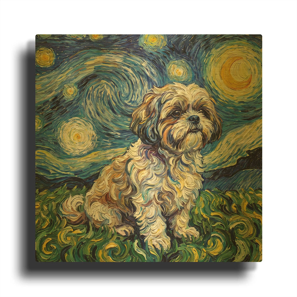 'Shih Tzu Starry Night' By Rich Monet Gold Metal Wall Art