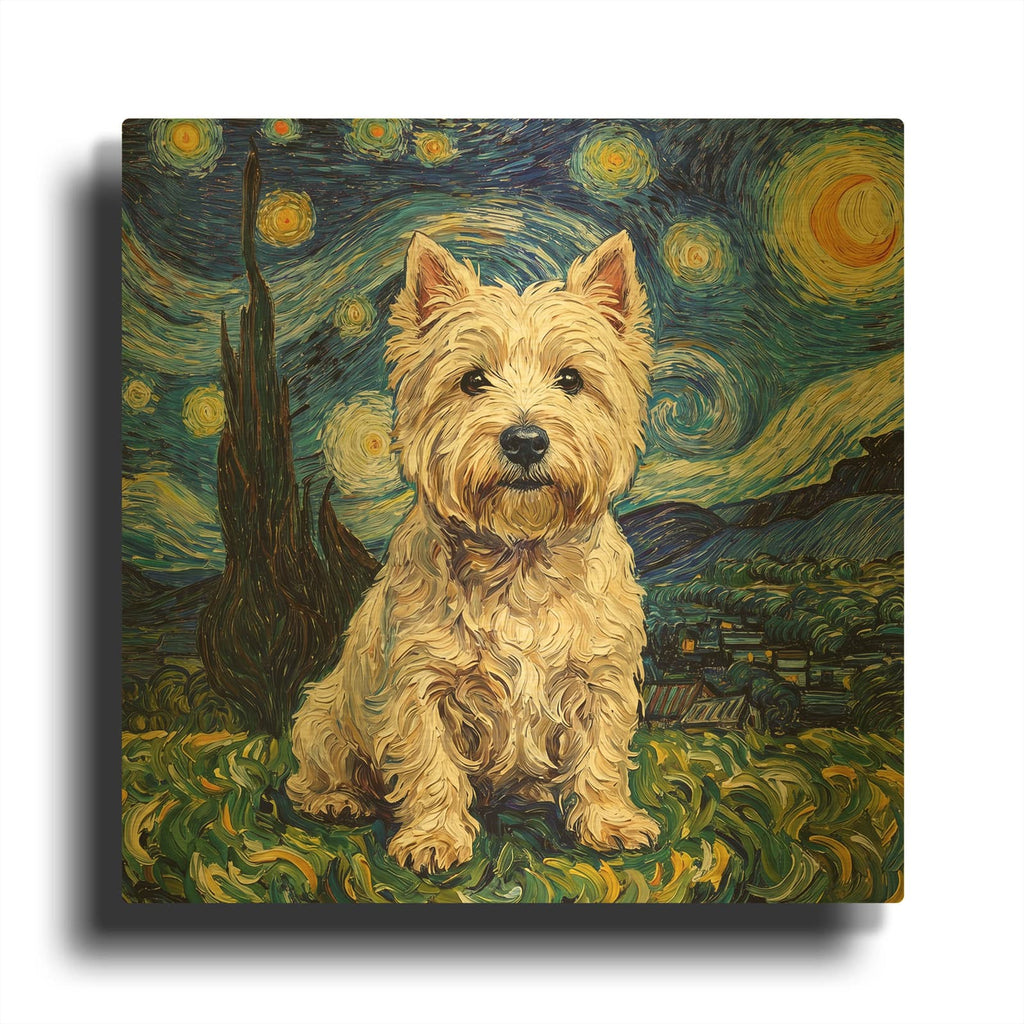 'West Highland White Terrier Starry Night' By Rich Monet Gold Metal Wall Art