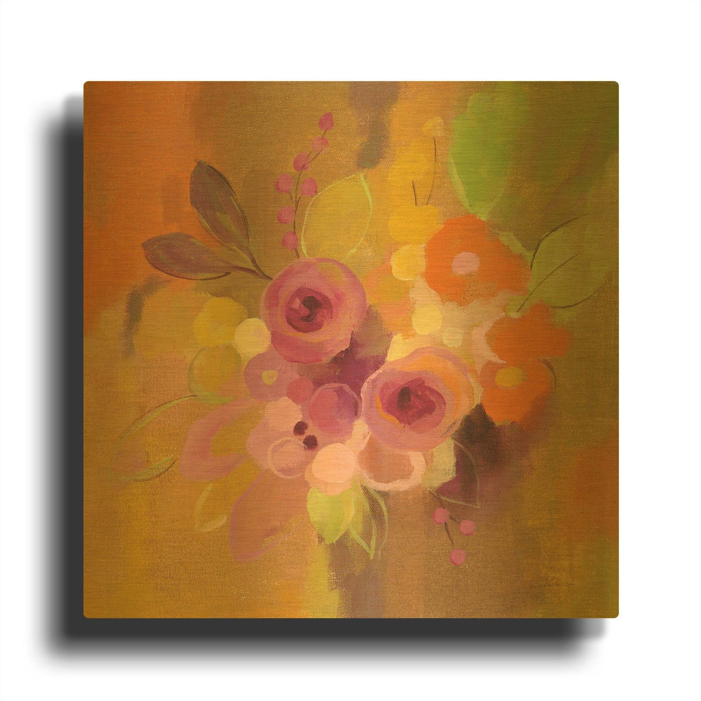 'Small Bouquet I' By Silvia Vassileva Gold Metal Wall Art