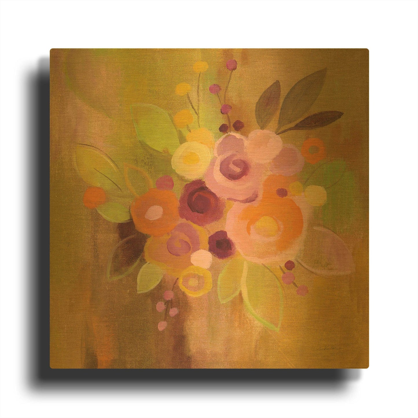 'Small Bouquet II' By Silvia Vassileva Gold Metal Wall Art