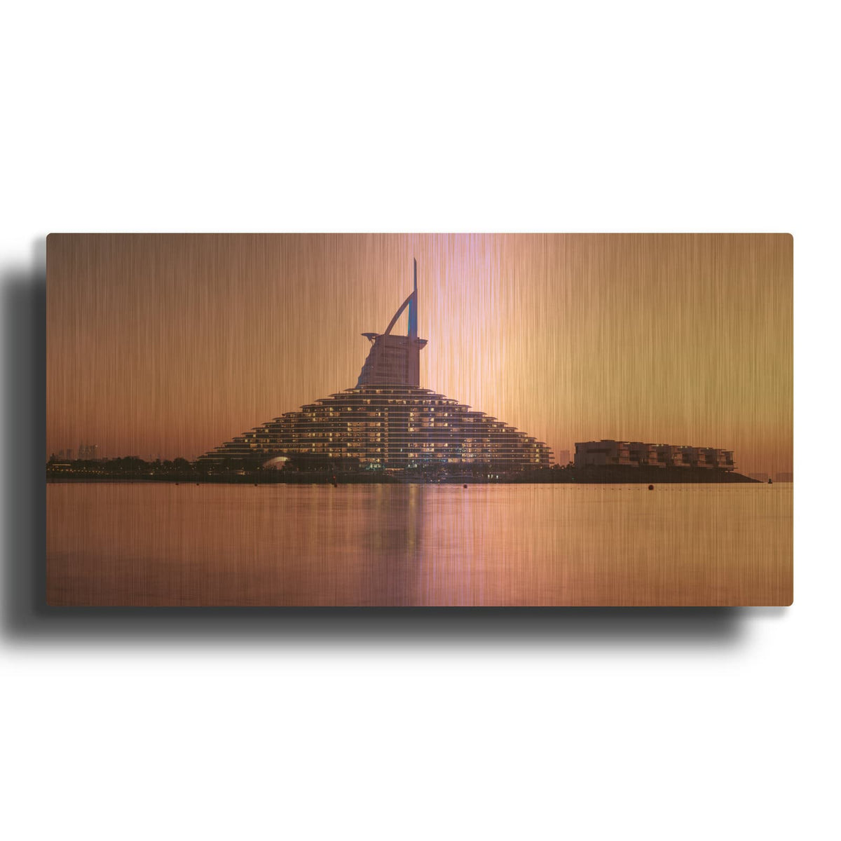 'Dubai Burj Al Arab-Dreamy Beach Sunset' By Luxe Gold Metal Wall Art