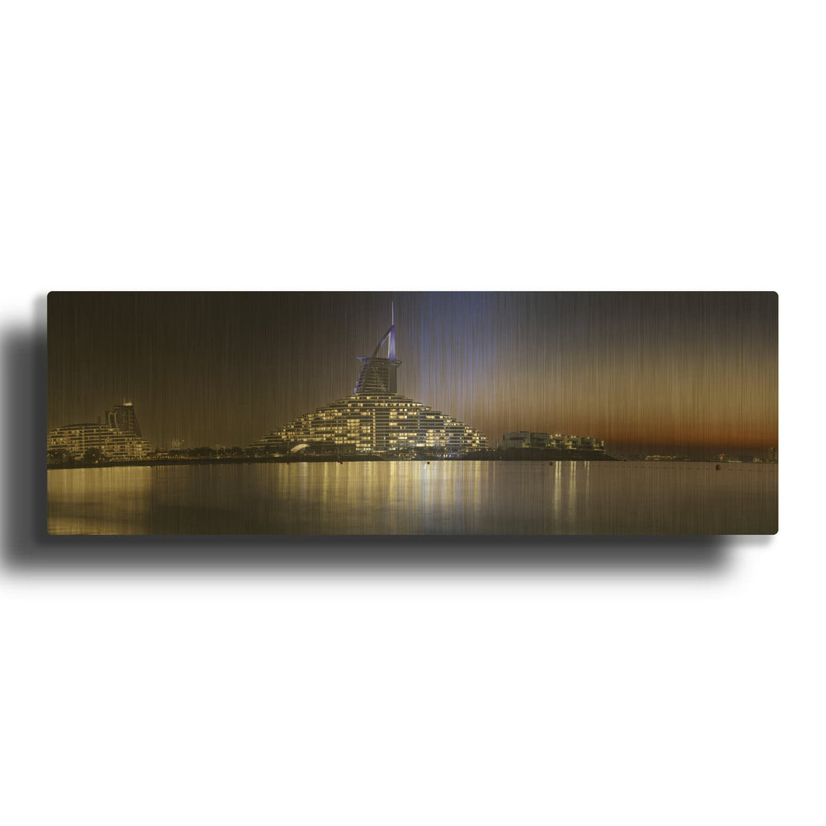 'Dubai-Al Arab Sunset Panorama' By Luxe Gold Metal Wall Art