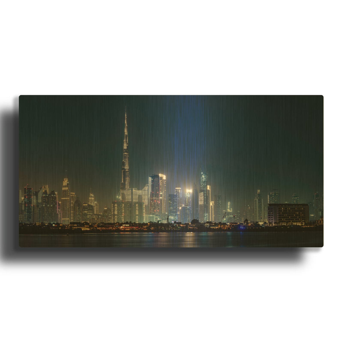 'Dubai Downtown Nighttime' By Luxe Gold Metal Wall Art