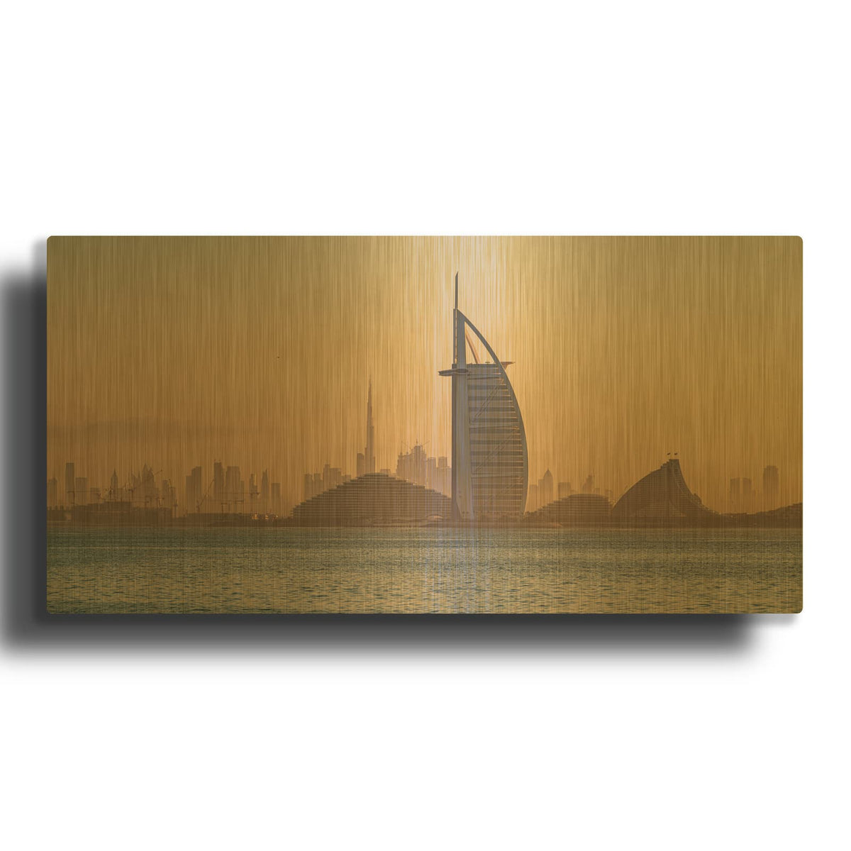 'Dubai Burj Arab Sunrise' By Luxe Gold Metal Wall Art