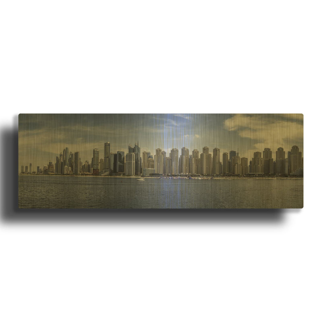 'JBR Beach Dubai Panorama' By Luxe Gold Metal Wall Art