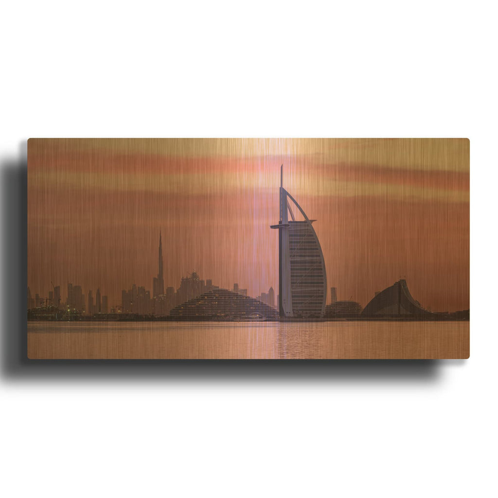 'Dubai-Magenta Sunrise' By Luxe Gold Metal Wall Art