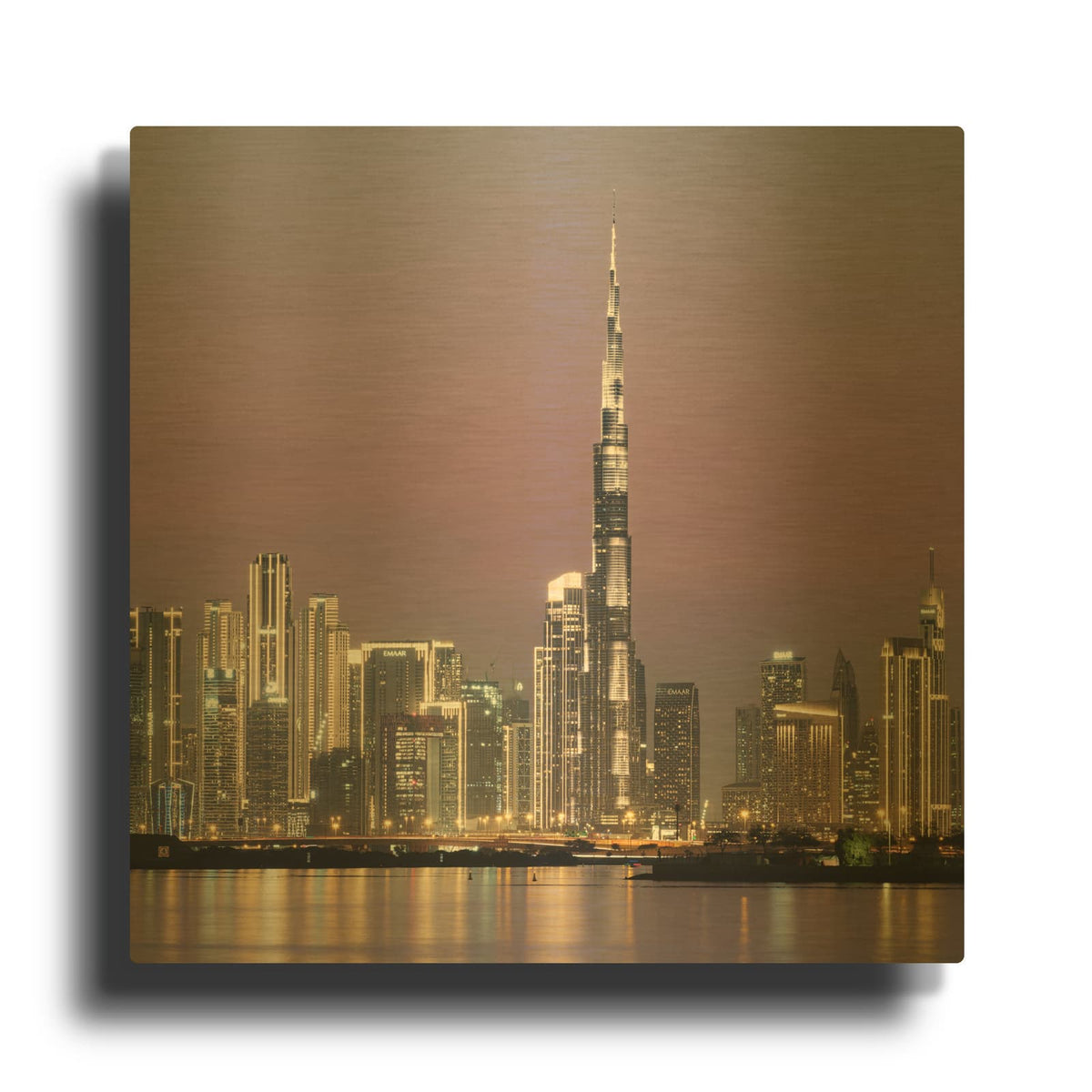 'Burj Khalifa and Dubai City Square' By Luxe Gold Metal Wall Art