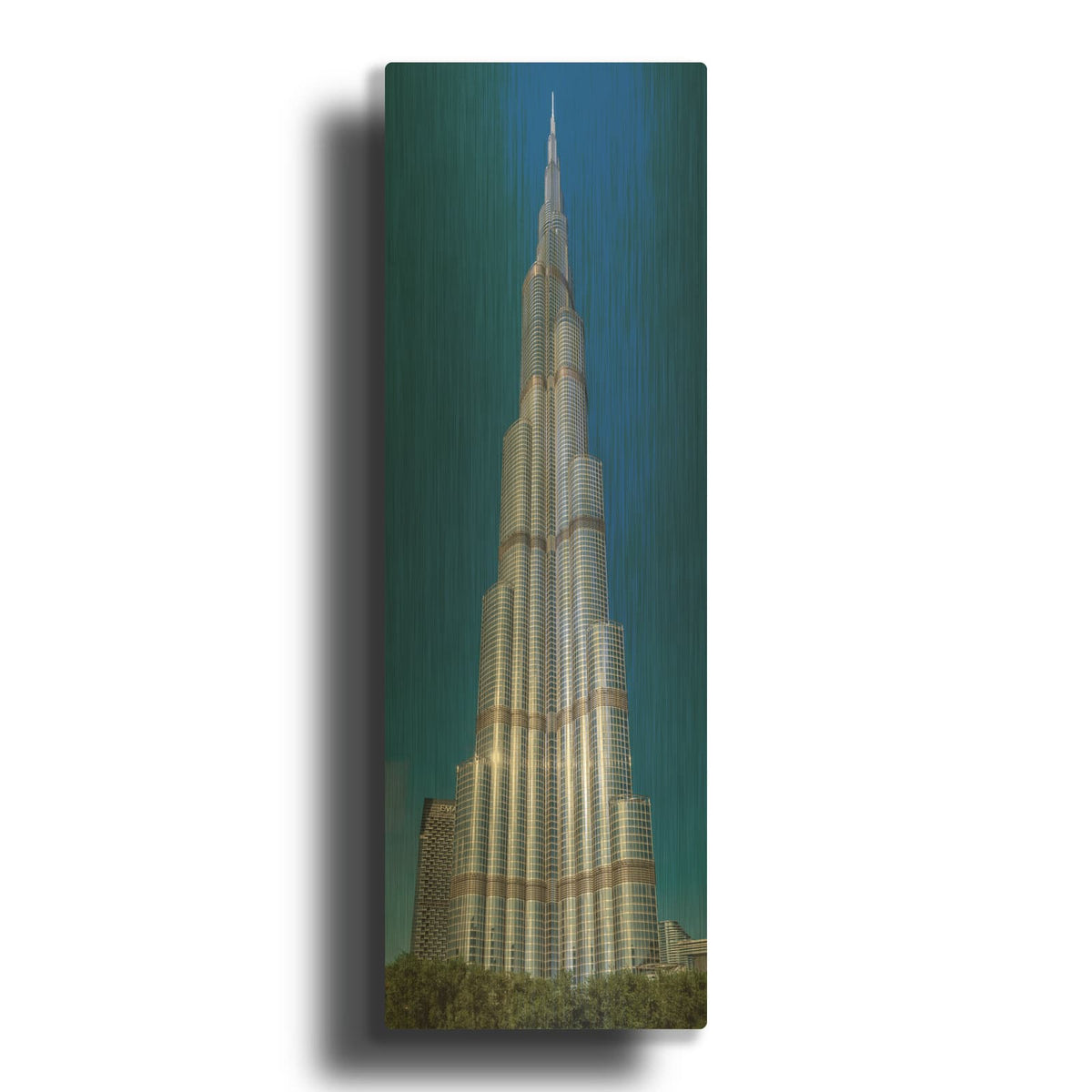 'Burj Khalifa Dubai Vertical Panorama' By Luxe Gold Metal Wall Art