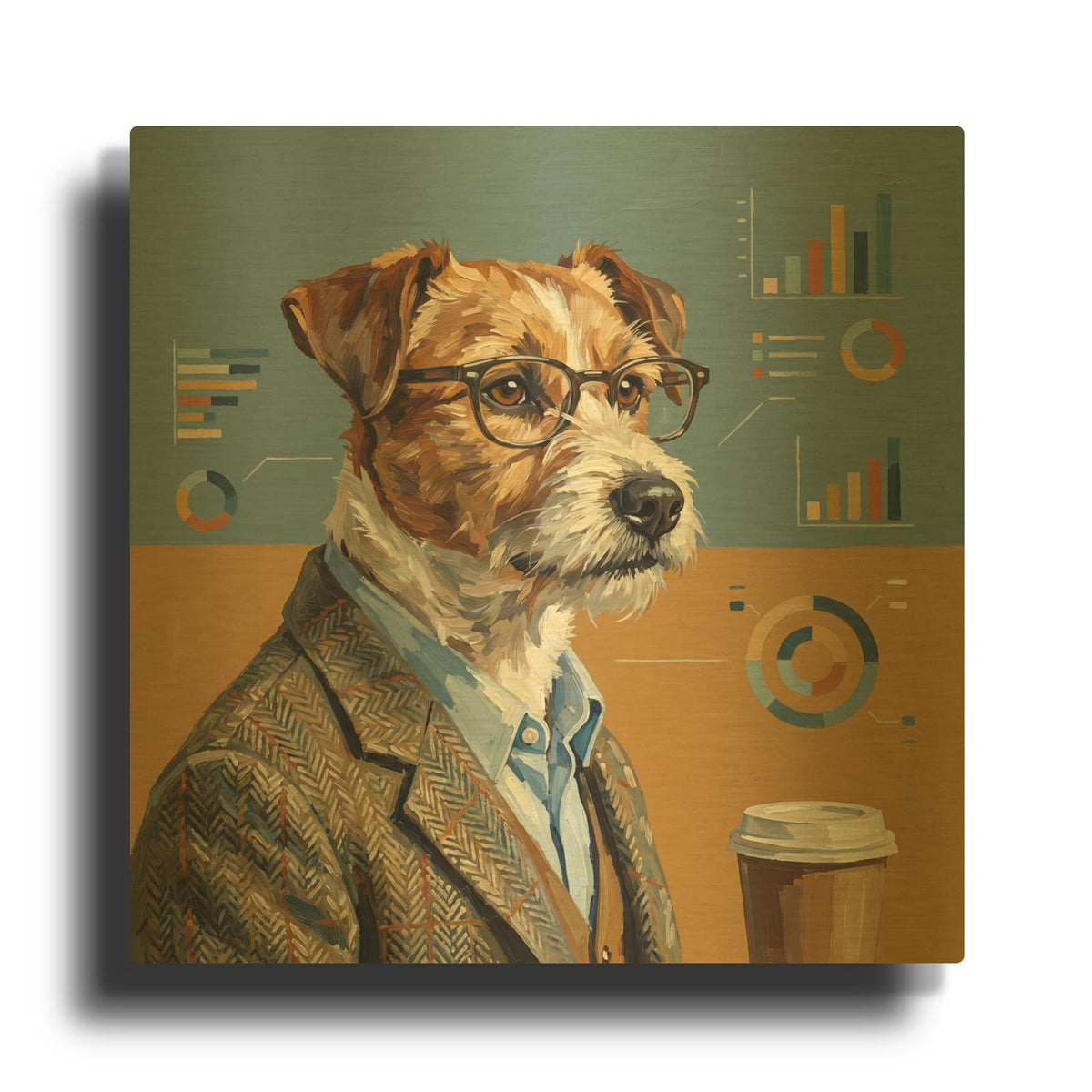 'Analyst Terrier' By Ann Klee Gold Metal Wall Art