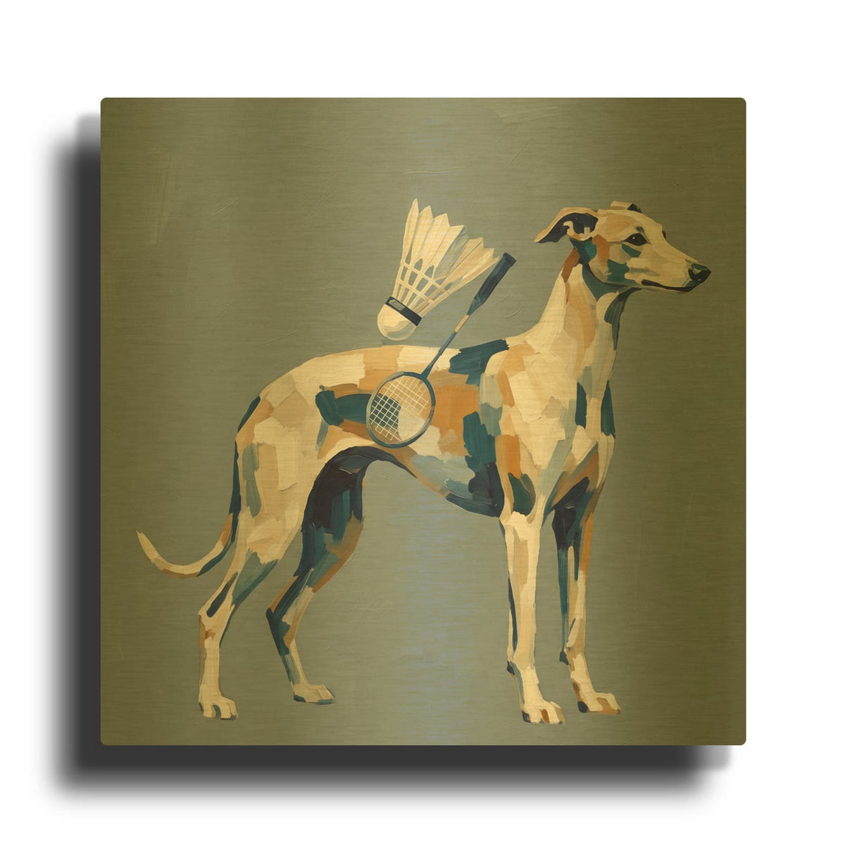 'Badminton Greyhound 2' By Ann Klee Gold Metal Wall Art
