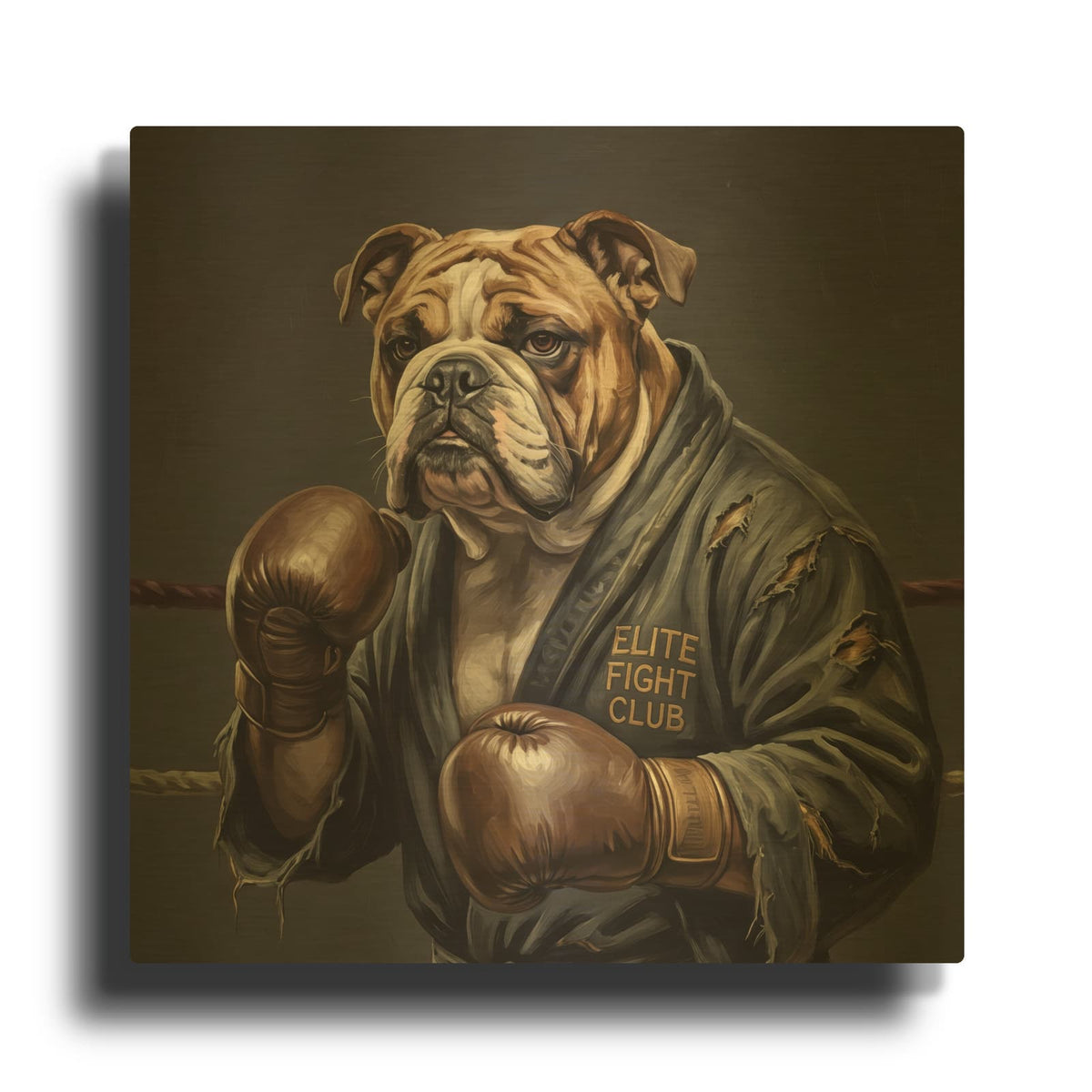 'Boxer Bulldog Elite Fight Club' By Ann Klee Gold Metal Wall Art