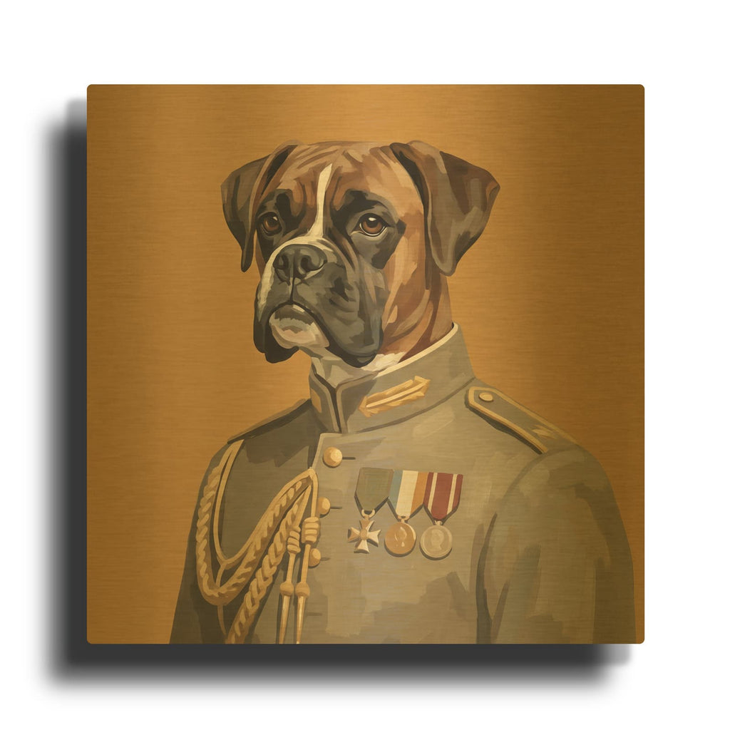 'Boxer Captain' By Ann Klee Gold Metal Wall Art