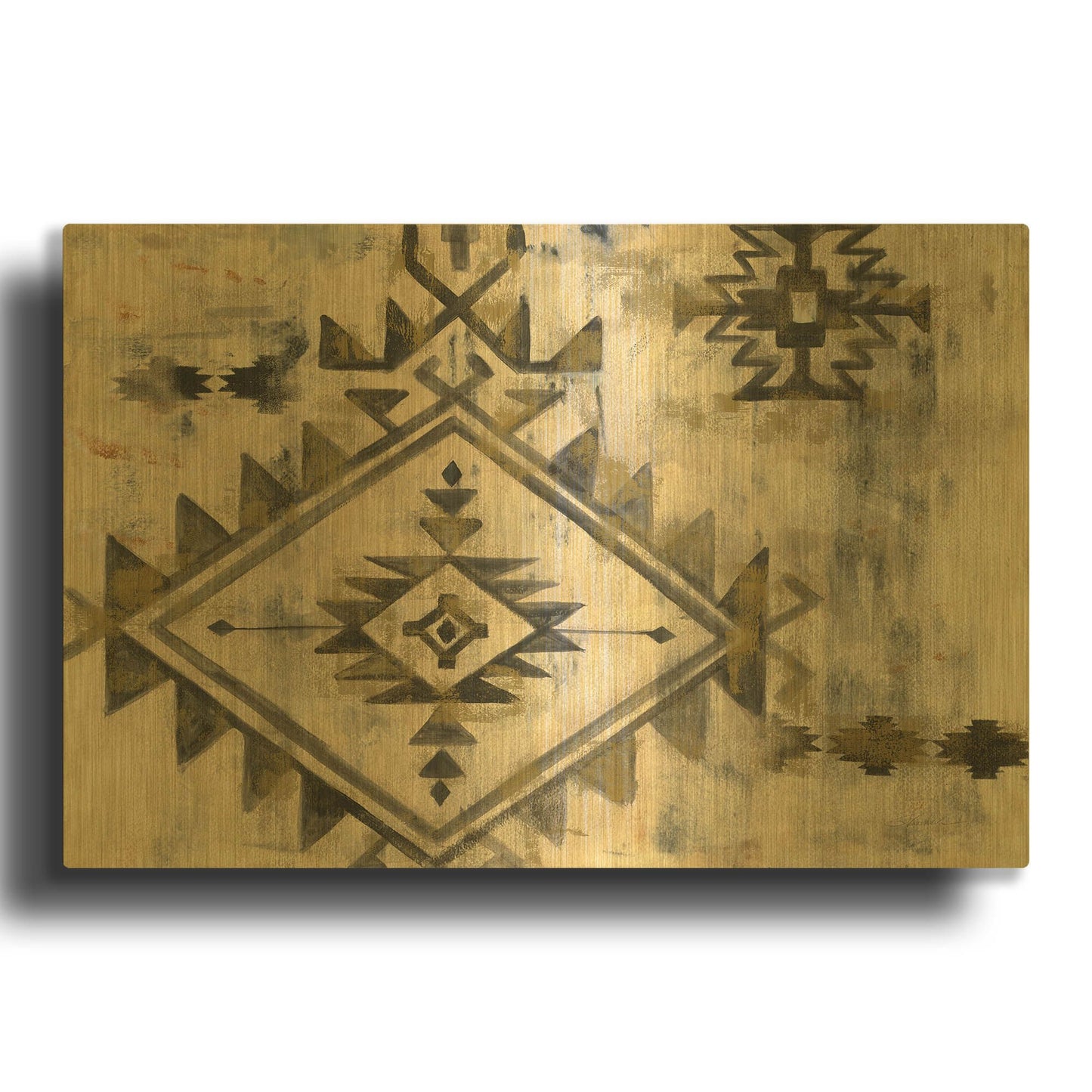 'Southwest Design VI' By Silvia Vassileva Gold Metal Wall Art