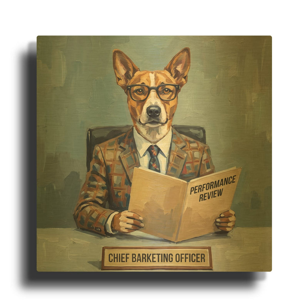 'Chief Barketing Officer' By Ann Klee Gold Metal Wall Art