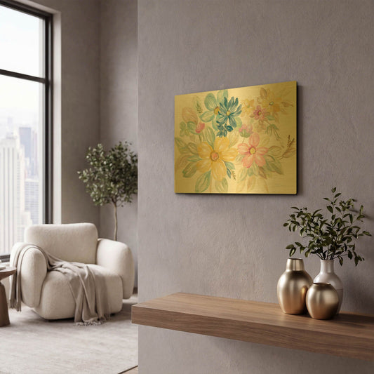 'June Bloom' By Silvia Vassileva Gold Metal Wall Art