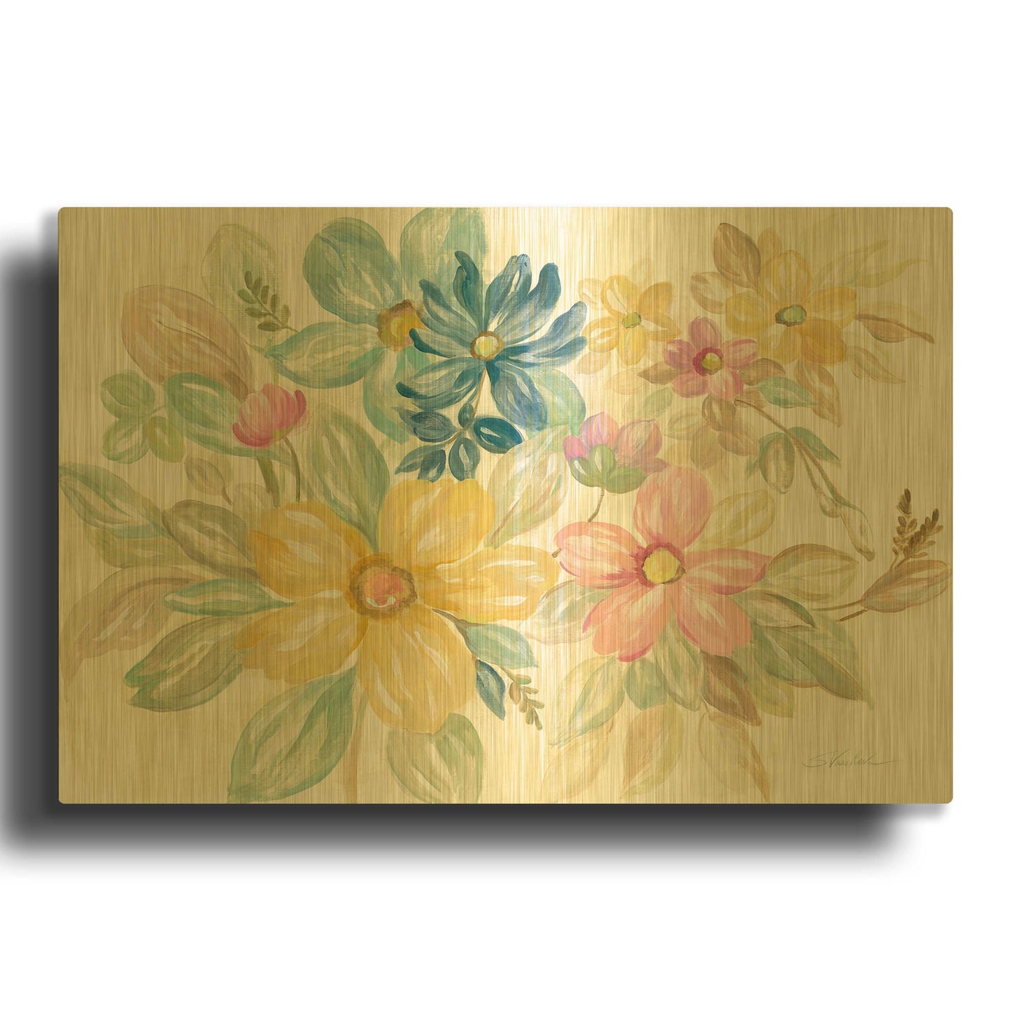 'June Bloom' By Silvia Vassileva Gold Metal Wall Art