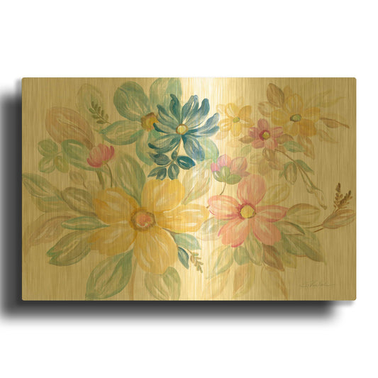 'June Bloom' By Silvia Vassileva Gold Metal Wall Art