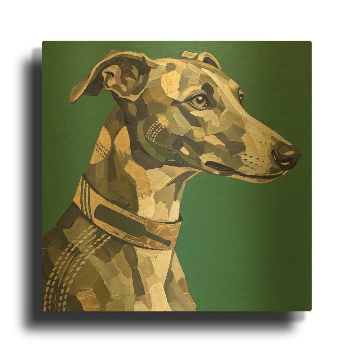 'Cricket Greyhound' By Ann Klee Gold Metal Wall Art