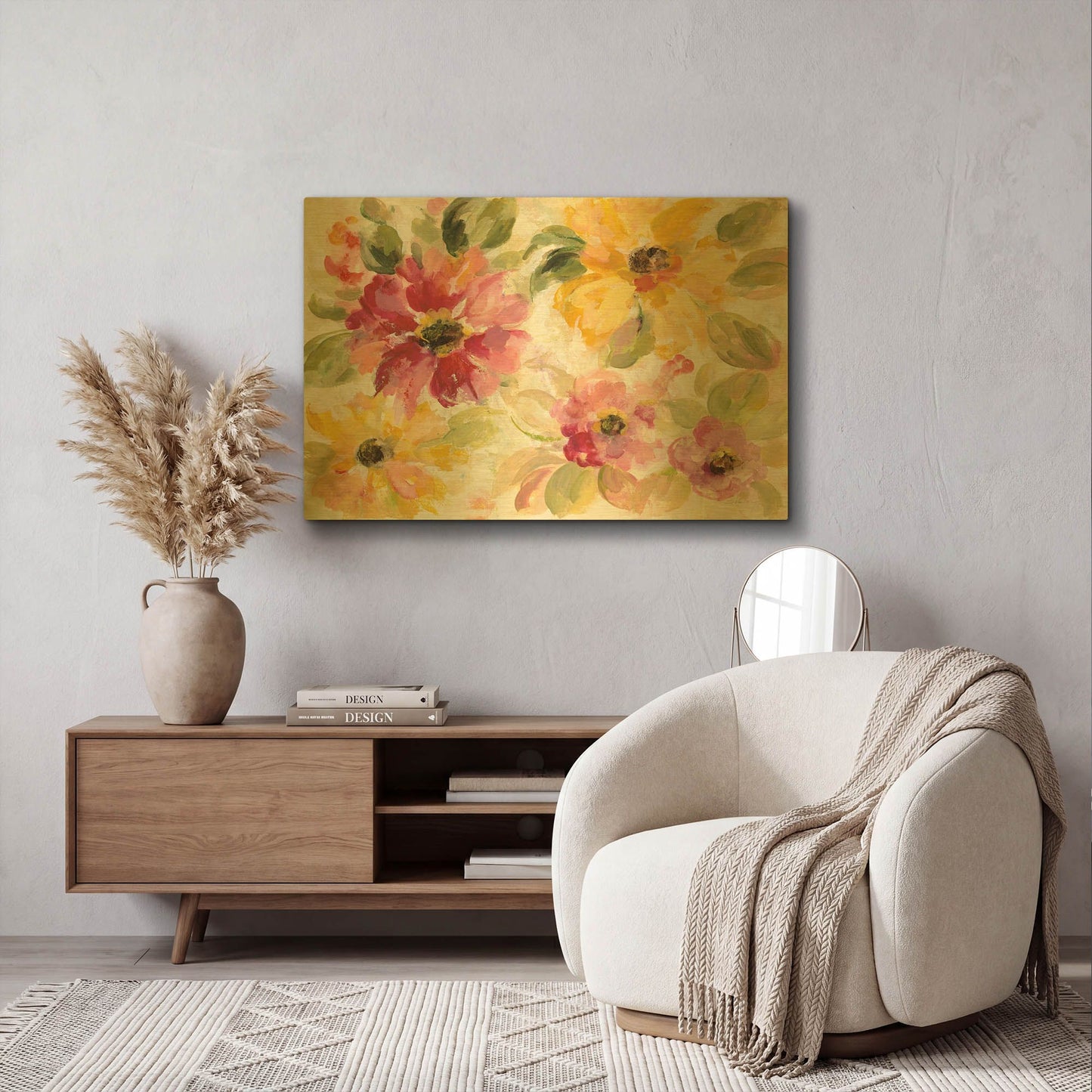'Floral Radiance' By Silvia Vassileva Gold Metal Wall Art