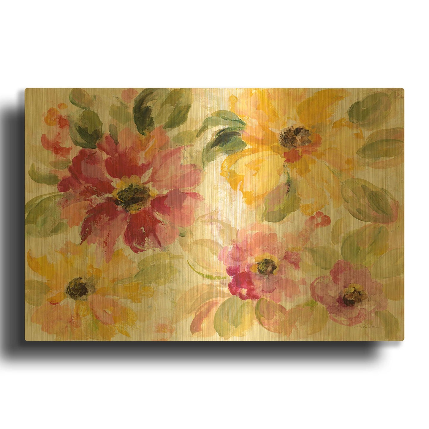 'Floral Radiance' By Silvia Vassileva Gold Metal Wall Art