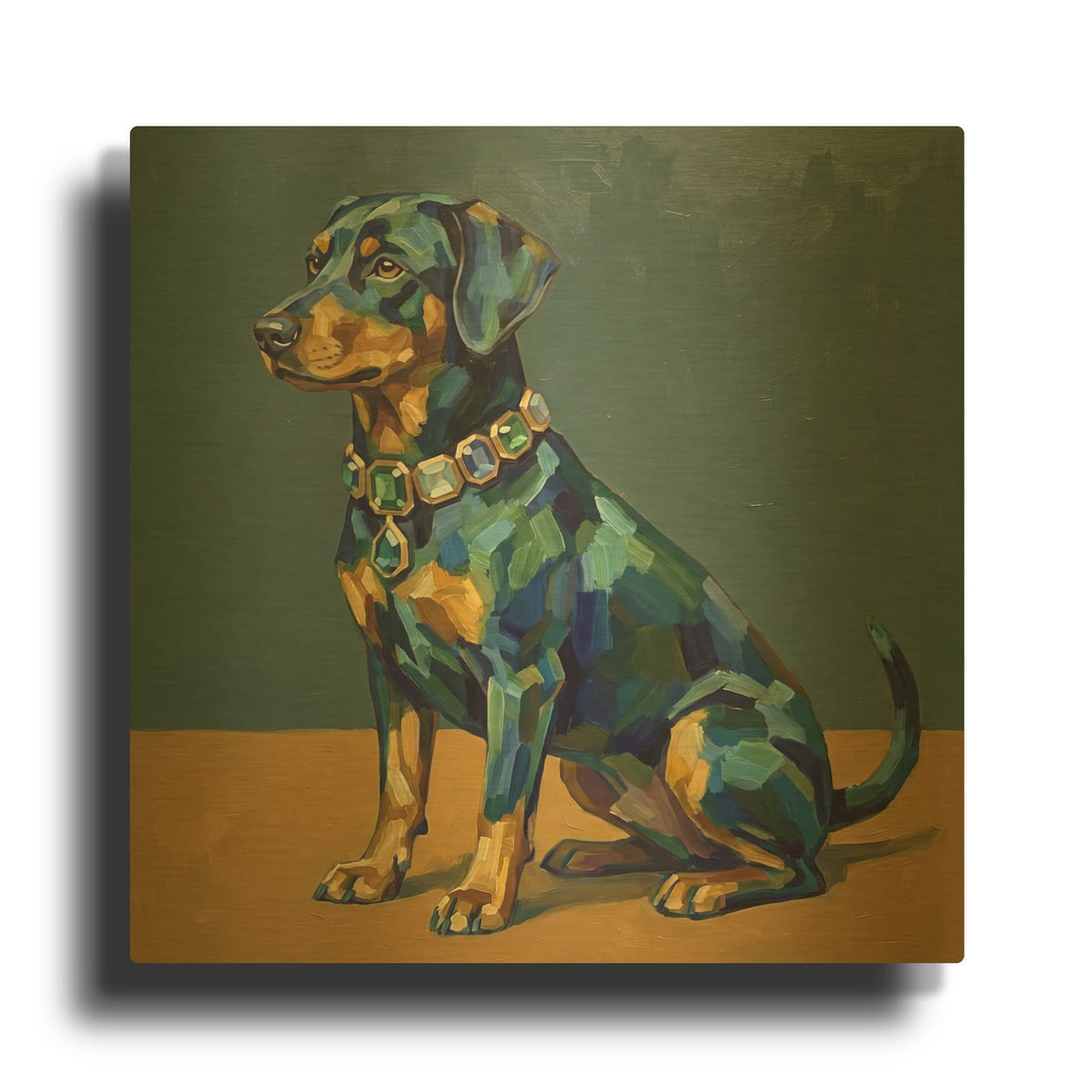 'Doberman Mix Breed' By Ann Klee Gold Metal Wall Art