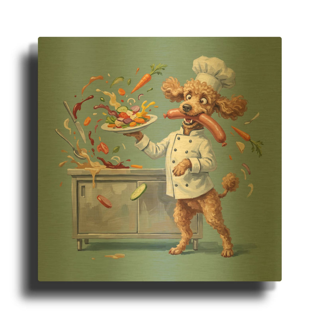 'Doodle Chef' By Ann Klee Gold Metal Wall Art