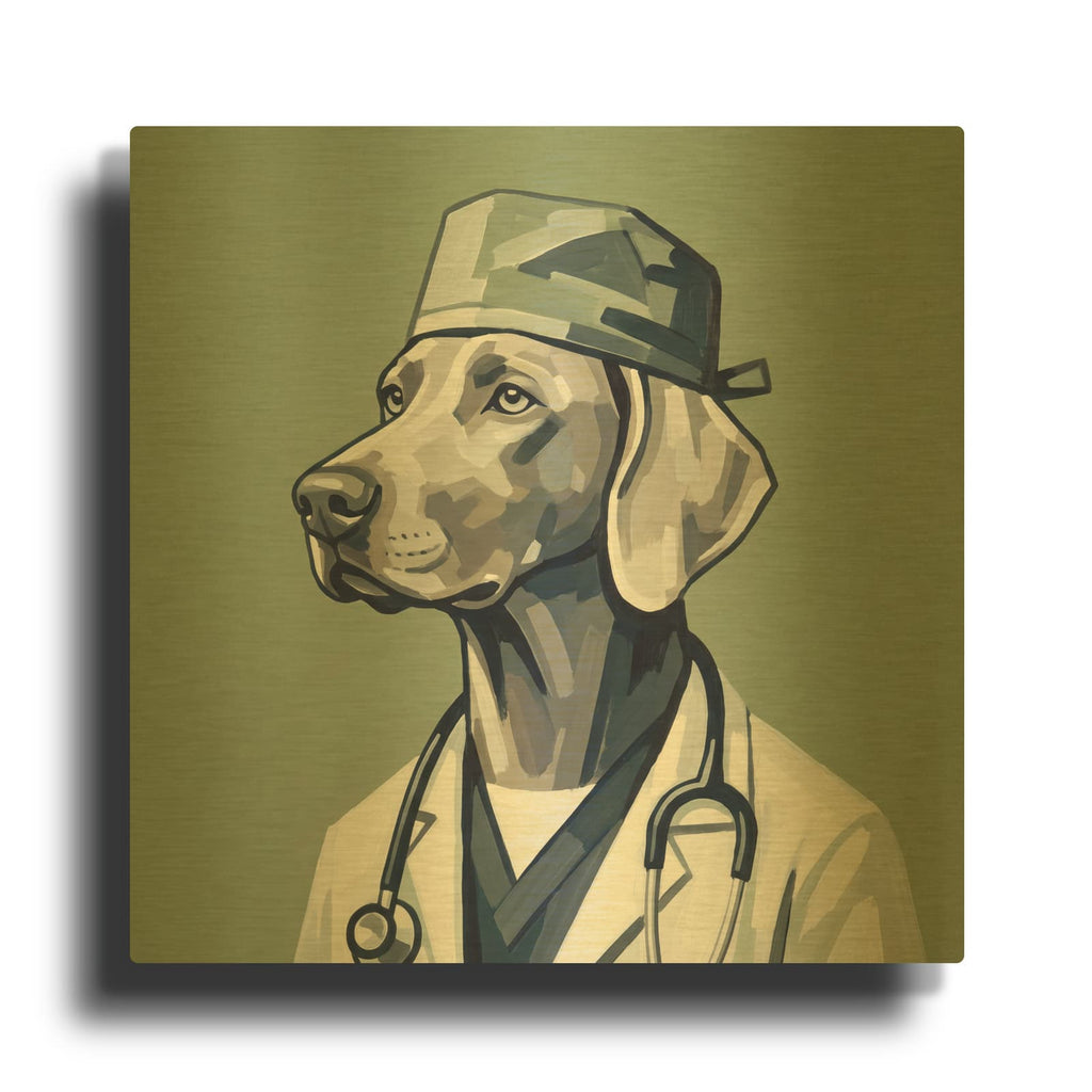 'Dr. Weimaraner' By Ann Klee Gold Metal Wall Art