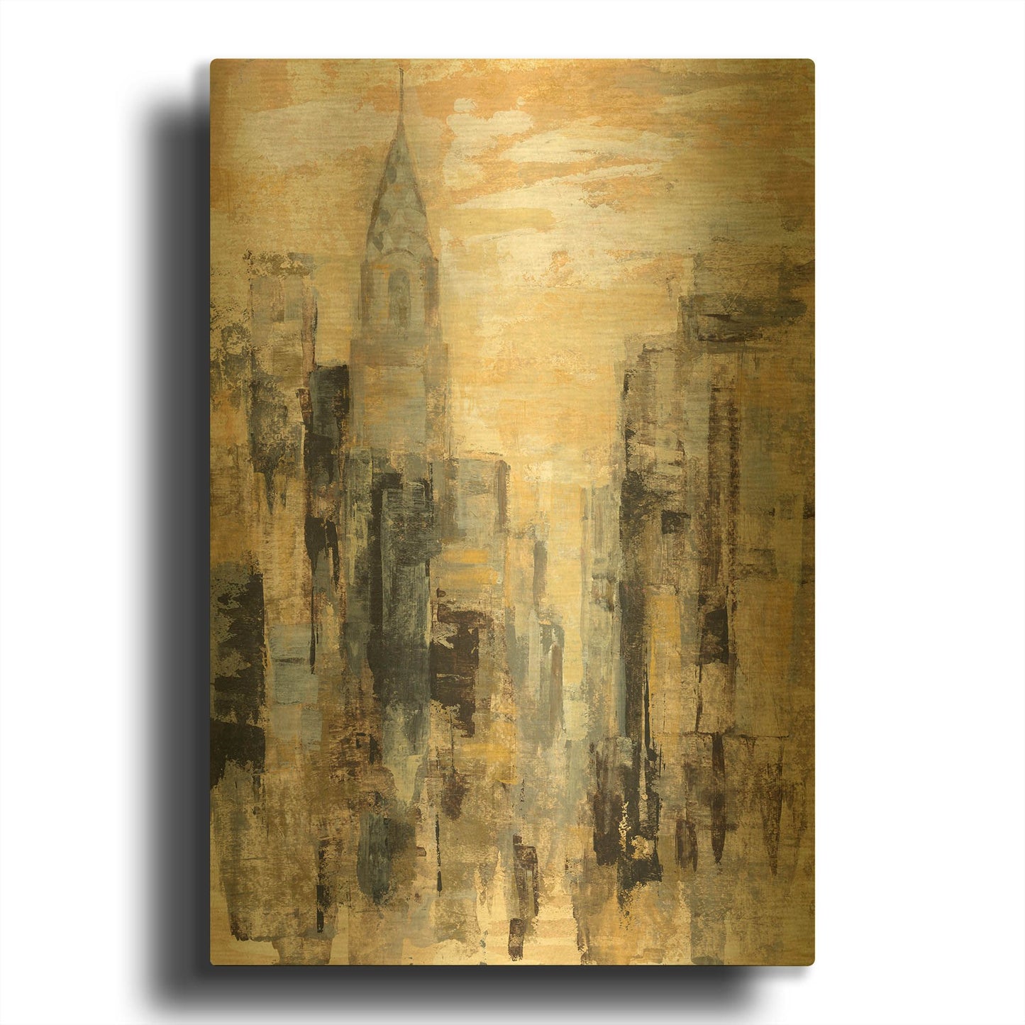 'Manhattan Gray and Gold I' By Silvia Vassileva Gold Metal Wall Art