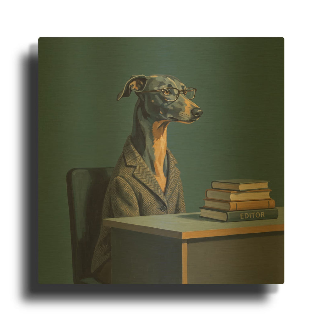 'Editor Dog' By Ann Klee Gold Metal Wall Art