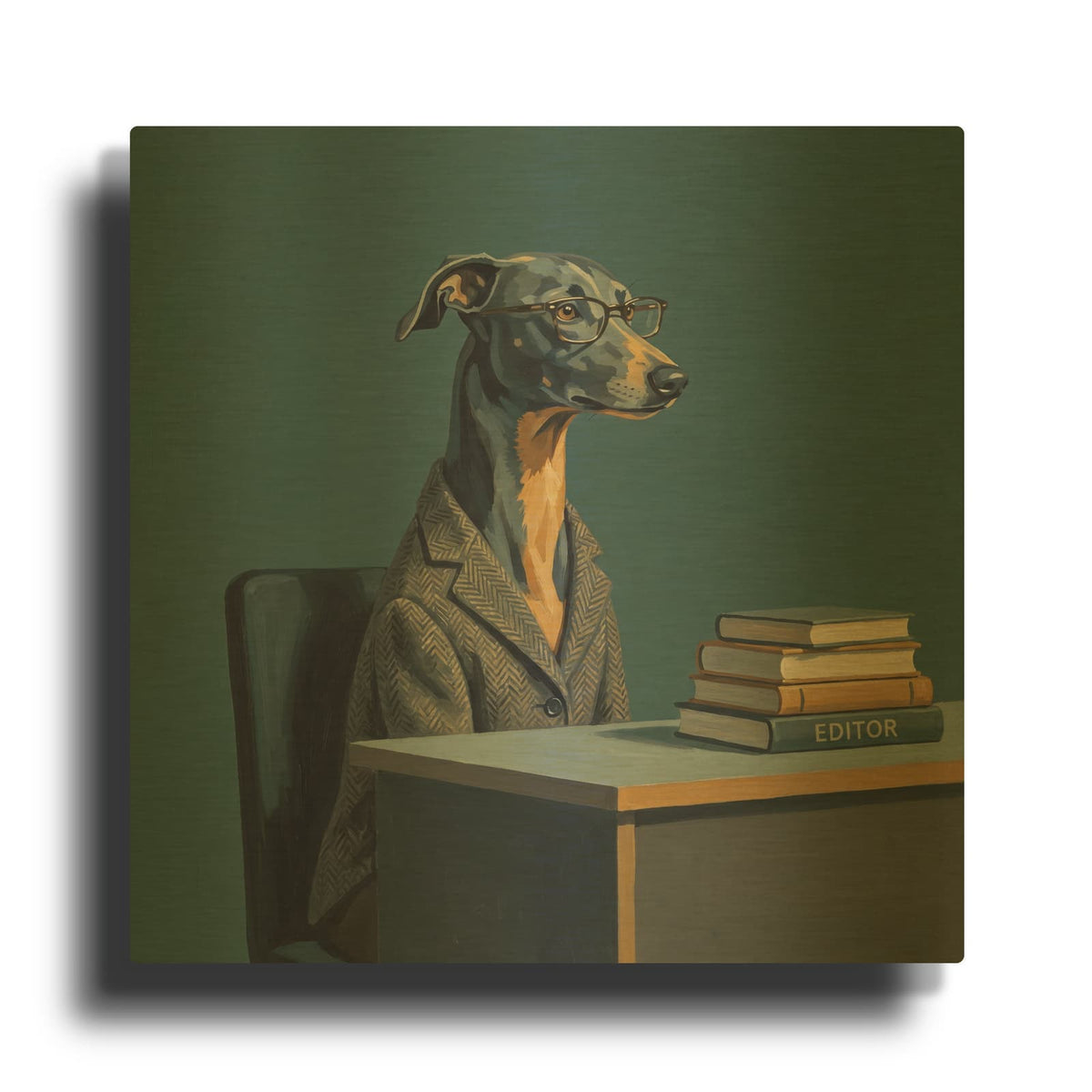 'Editor Dog' By Ann Klee Gold Metal Wall Art