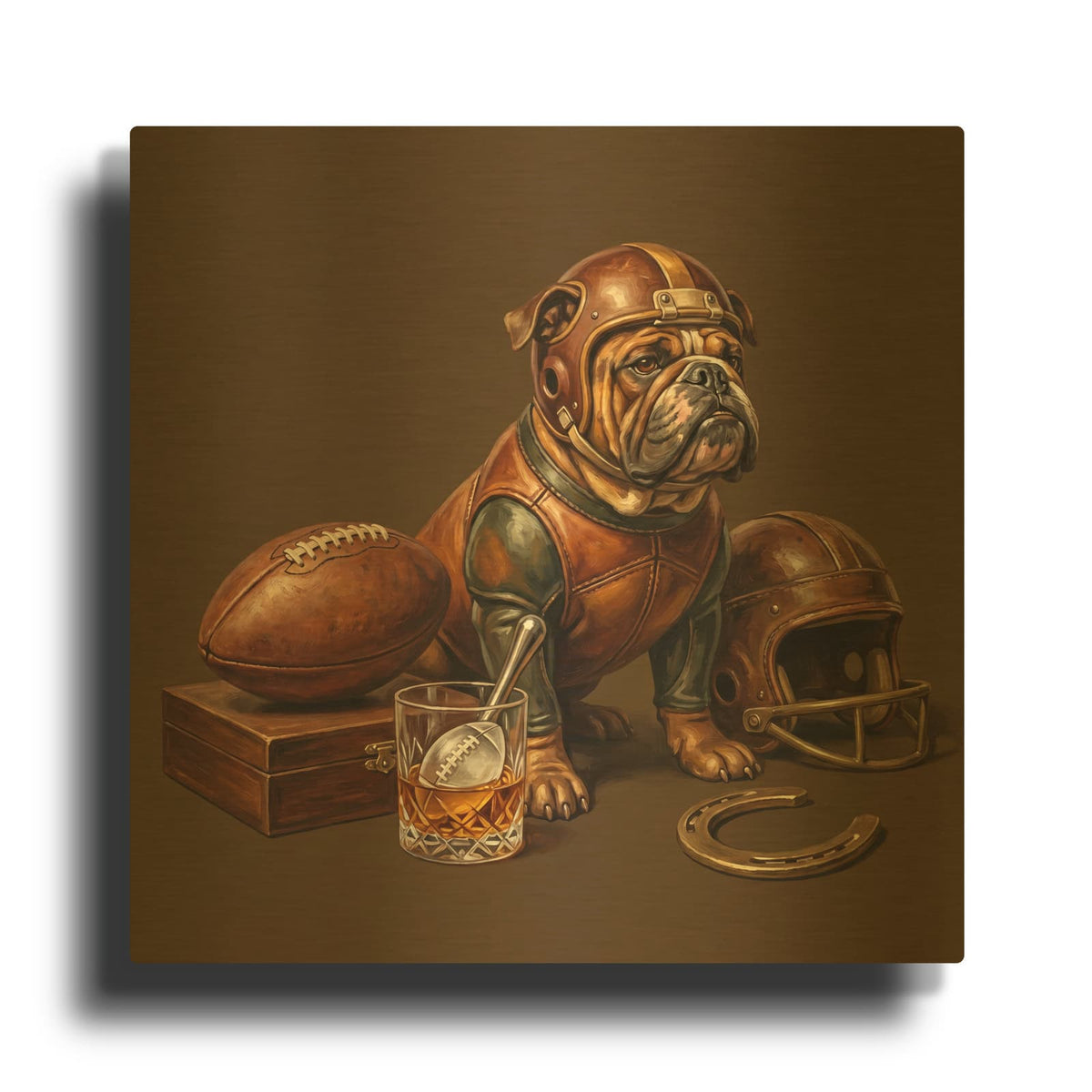 'Game Day Bulldog 2' By Ann Klee Gold Metal Wall Art