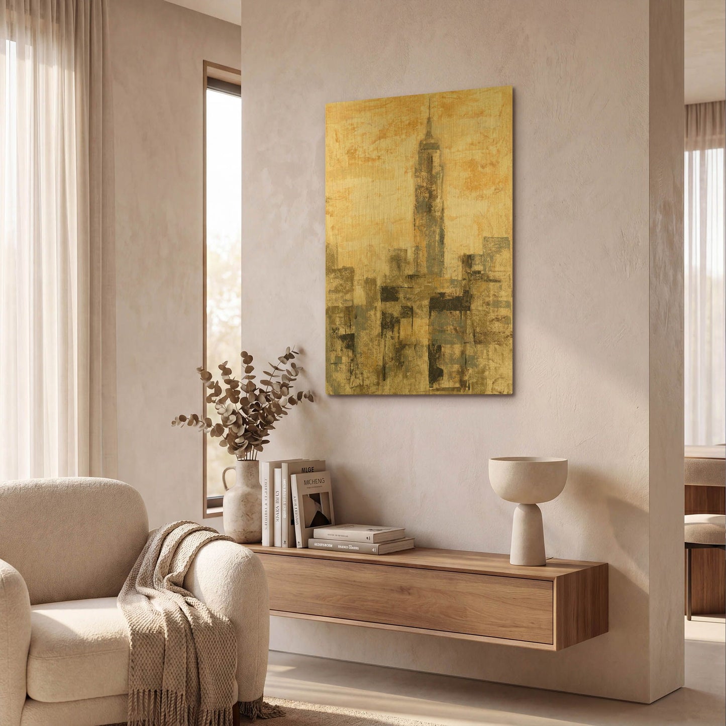 'Manhattan Gray and Gold II' By Silvia Vassileva Gold Metal Wall Art