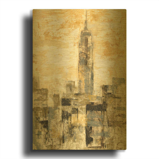 'Manhattan Gray and Gold II' By Silvia Vassileva Gold Metal Wall Art