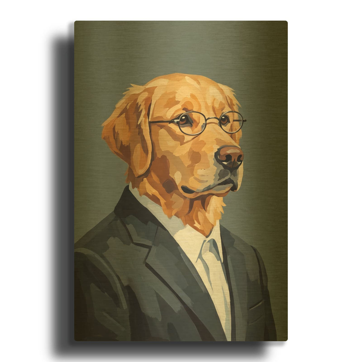 'Golden Retriever Distinguished Gentleman' By Ann Klee Gold Metal Wall Art