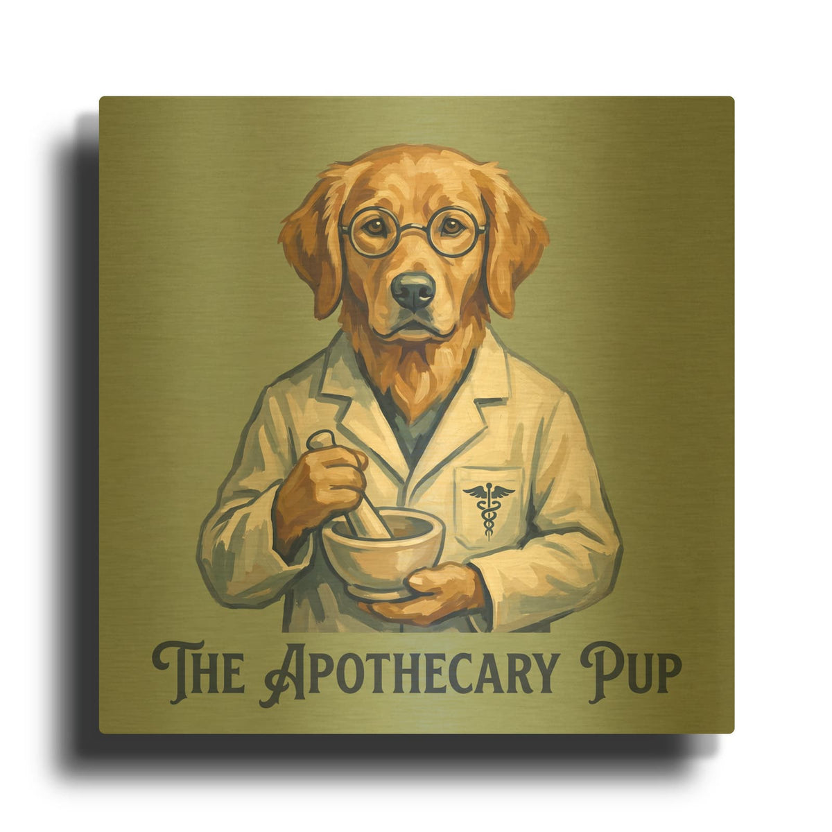 'Golden Retriever Doctor' By Ann Klee Gold Metal Wall Art