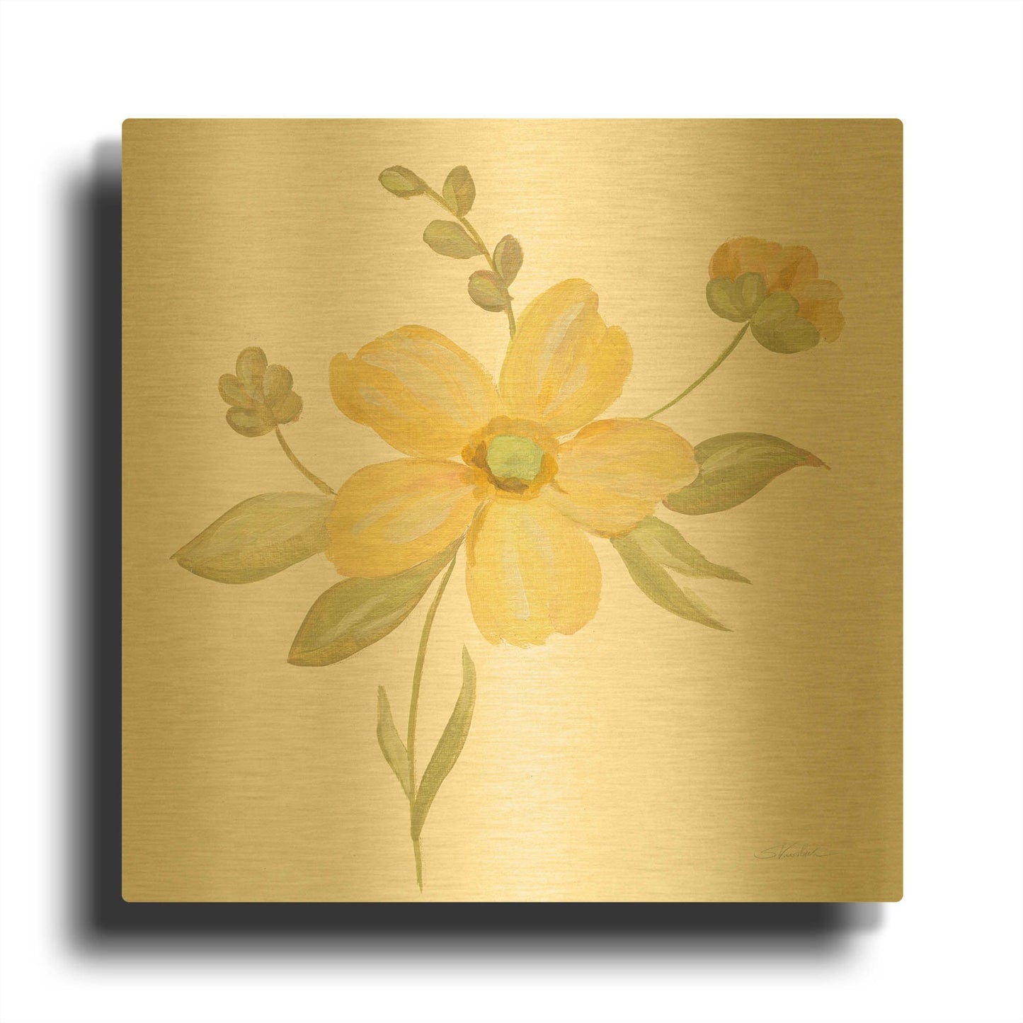 'June Bloom II' By Silvia Vassileva Gold Metal Wall Art