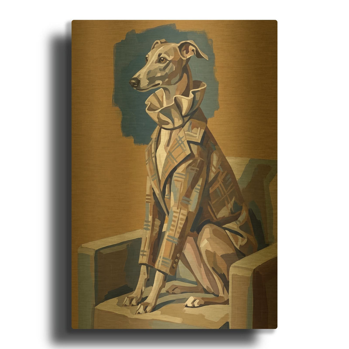 'Greyhound Distinguished Gentleman' By Ann Klee Gold Metal Wall Art