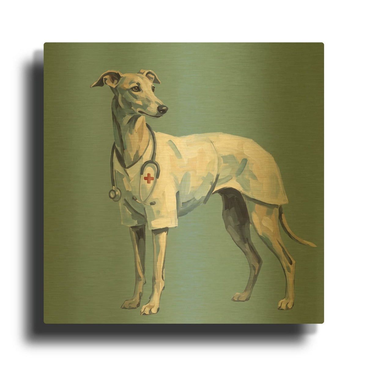 'Greyhound Doctor' By Ann Klee Gold Metal Wall Art