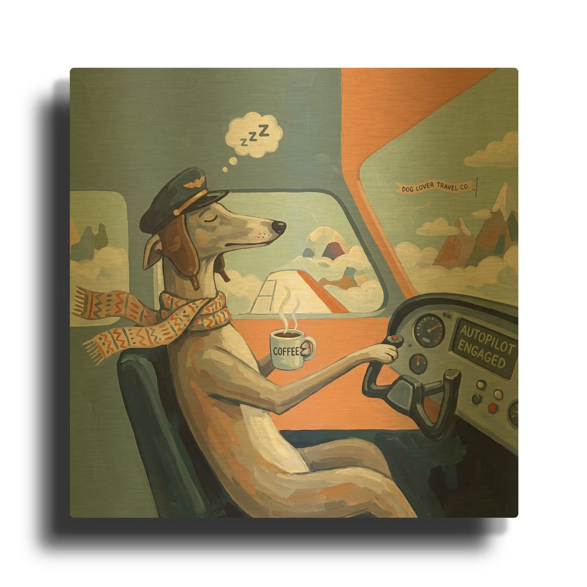 'Greyhound Dog Lover Travel Co.' By Ann Klee Gold Metal Wall Art